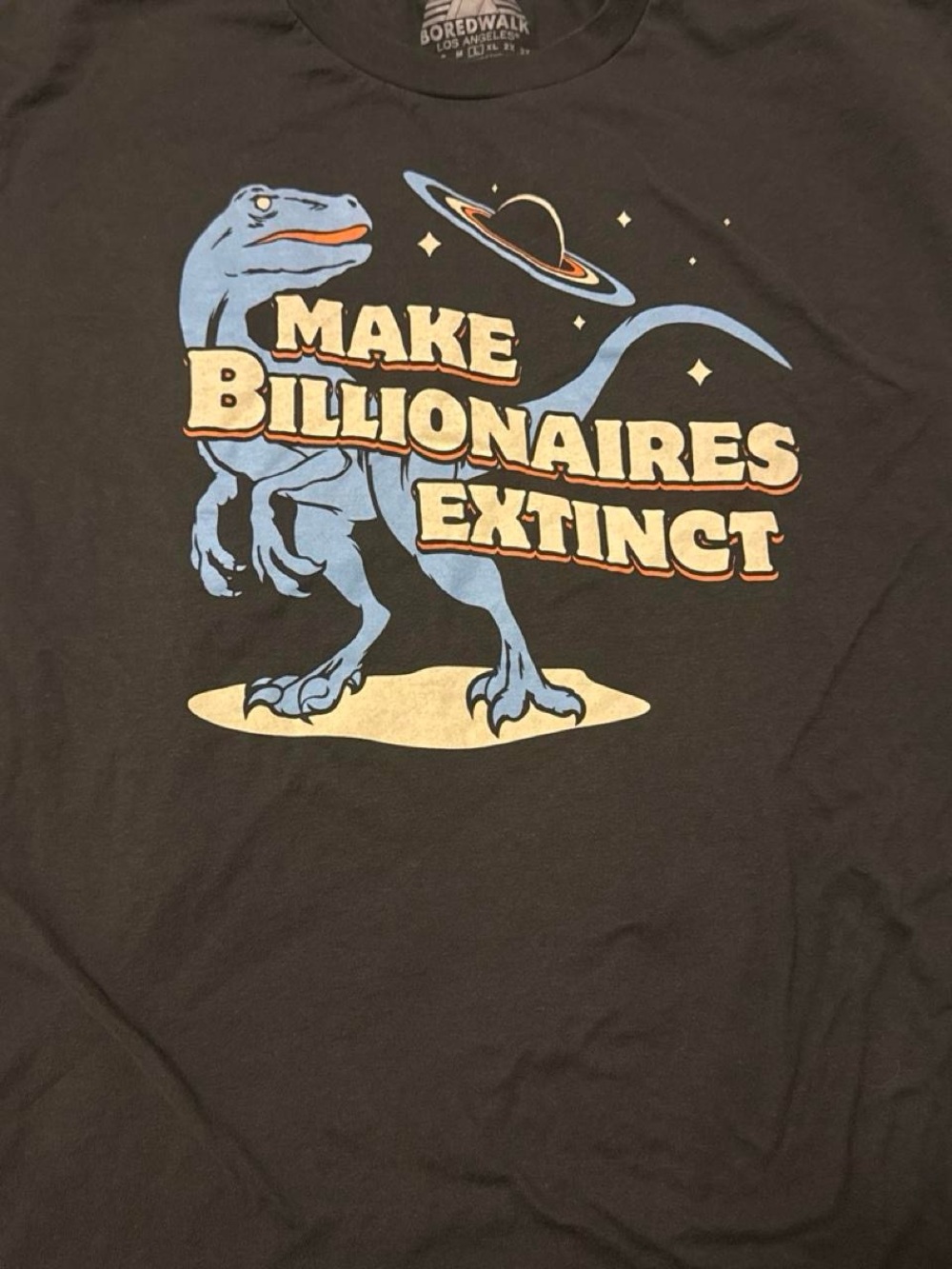 Black 'Make Billionaires Extinct' Dinosaur Graphic Tee
